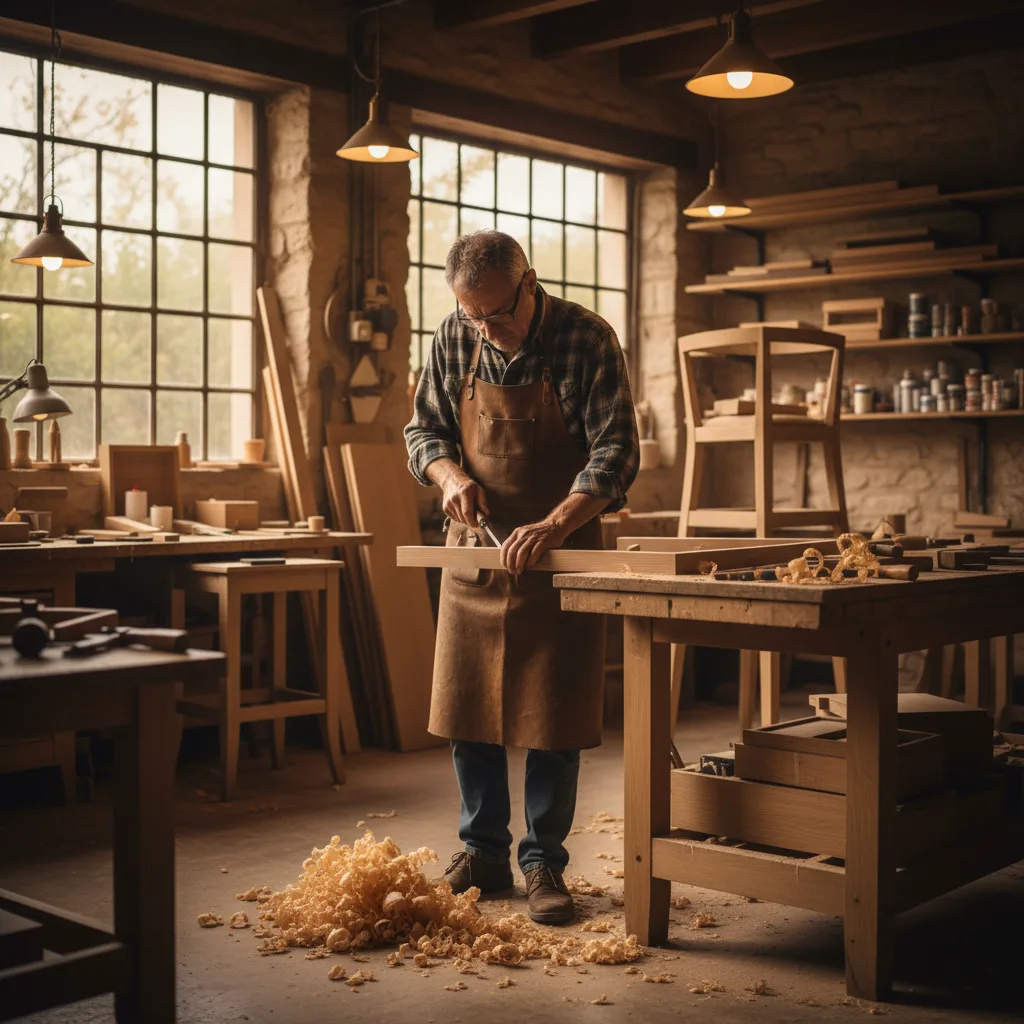 Menuisier artisan en atelier à Lorient